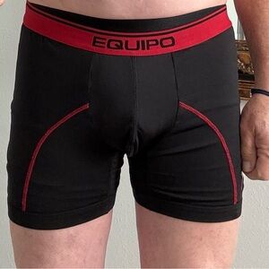 Men's Black Boxer Briefs with Red Accents